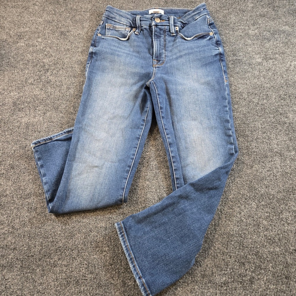 Good American Good Petite Straight Jeans Indigo 625 Size 4 27 Stretch Denim